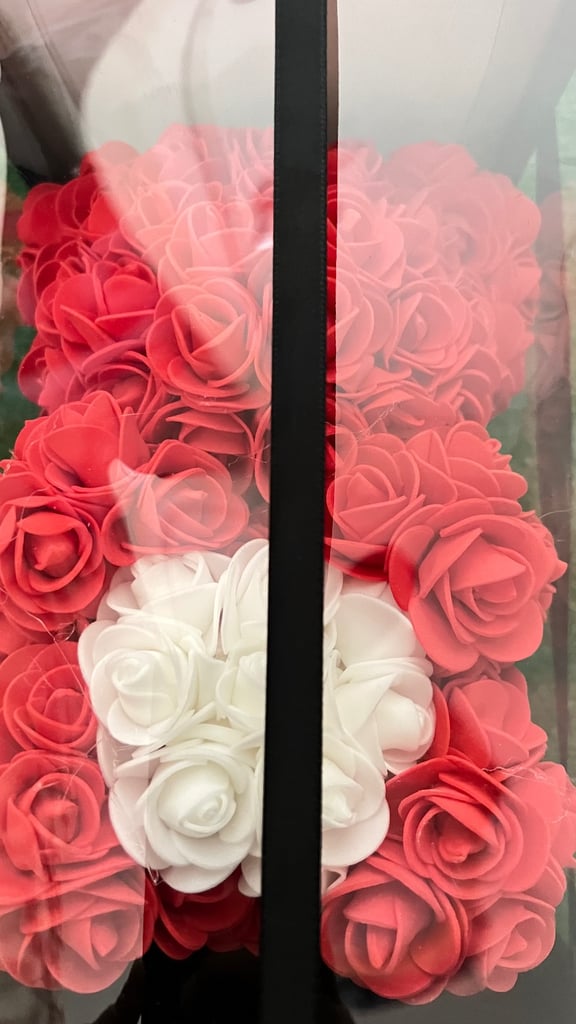 Red rose and white rose teddy Bear valentines day