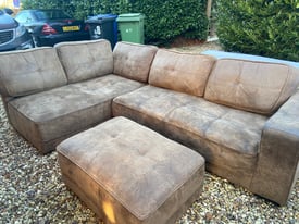 Brown Corner Sofa With footstall 