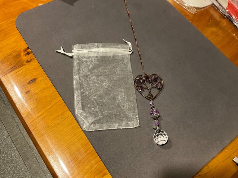 Tree of life/crystal charm. Hang anywhere. Stunning in the sun/light, cemetery or anywhere x