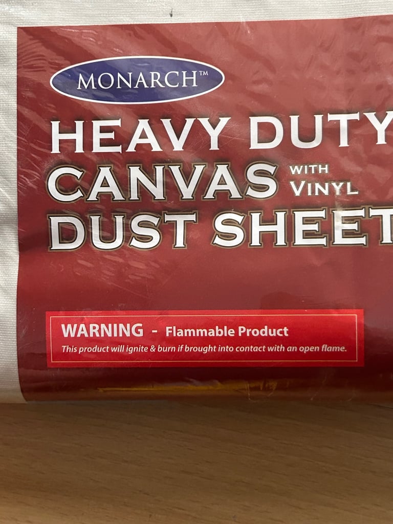 Brand New Sealed Heavy Duty Canvas w Vinyl Dust Sheets 9x12 ft
