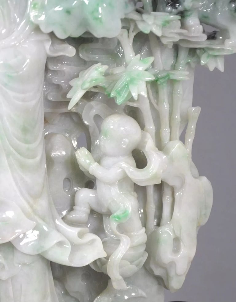 Large Well Carved Chinese Jadeite Kwan-Yin