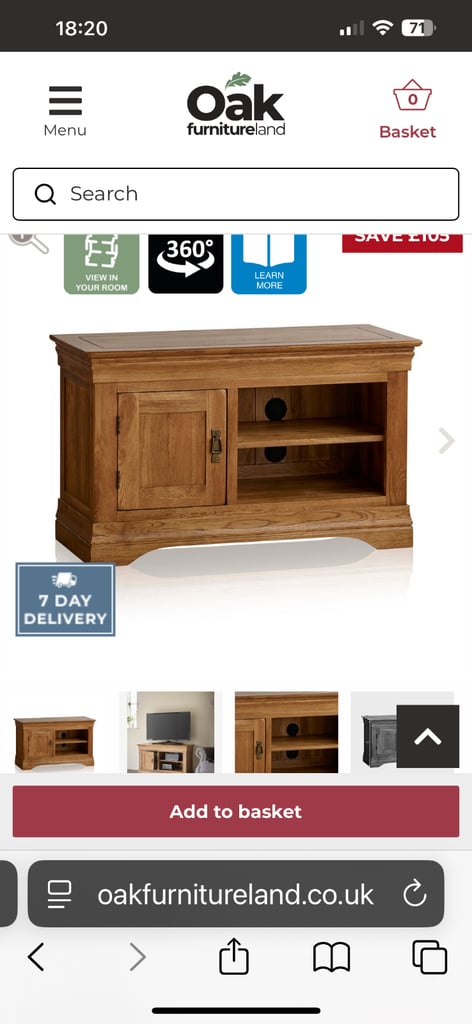 💙📺 Oak Furnitureland solid oak tv unit cabinet from the French Farmhouse rustic range 