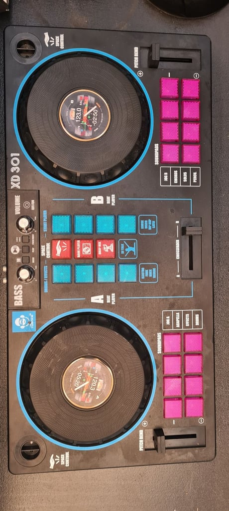 DJ disco booth and mixer deck