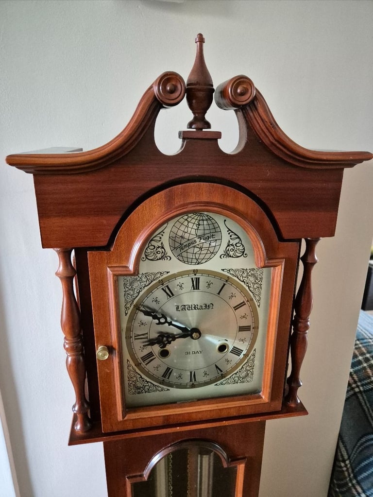 Tempus Fugit 31 Day Grandmother Laurain Clock, 142cm tall, clock strikes on the hour and every half