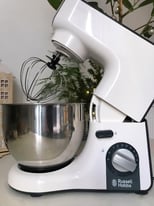 White Russell Hobbs Stand Mixer with 3 attachments
