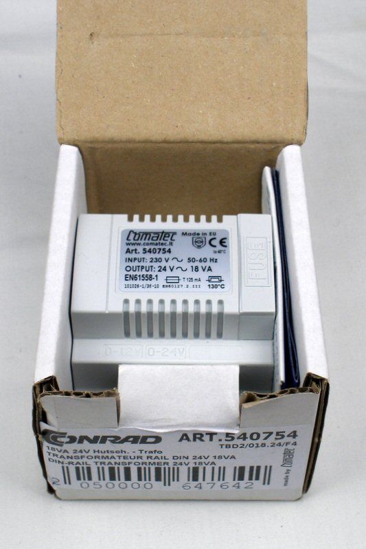 Comatec 18VA DIN Rail Transformer, 230V ac Primary, 24V ac Secondary