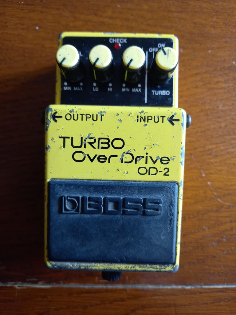 image for Vintage 1980s Boss Turbo Overdrive OD2 guitar effects pedal. 