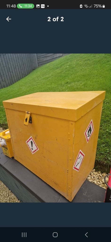 Yellow hazardous substance storage bin 