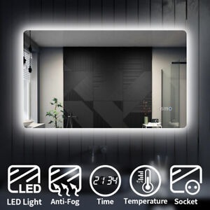 New Led Bathroom Mirror with Time Display and Demister 1000 x 600mm RRP £250 Our Price £135