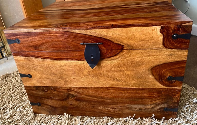 Large solid wooden storage box
