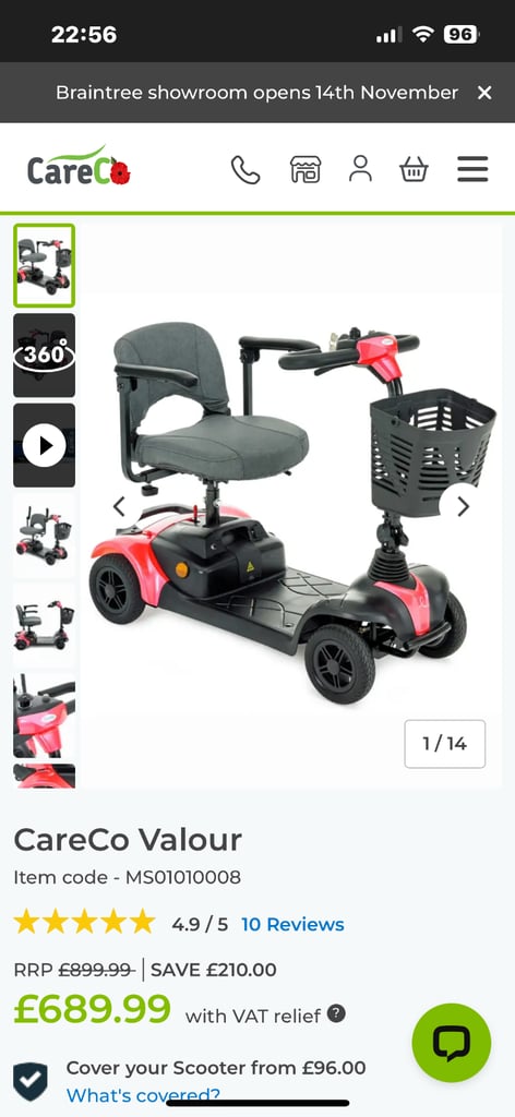 image for Careco valour mobility scooter cancer research 