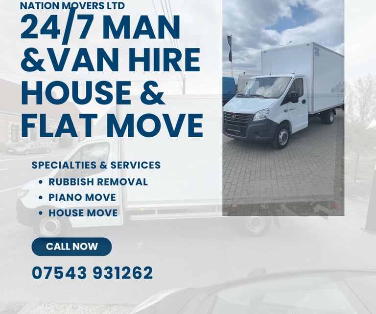 image for MAN AND VAN HIRE HOUSE FURNITURE PIANO MOVERS RUBBISH REMOVALS EUROPE & UK 
