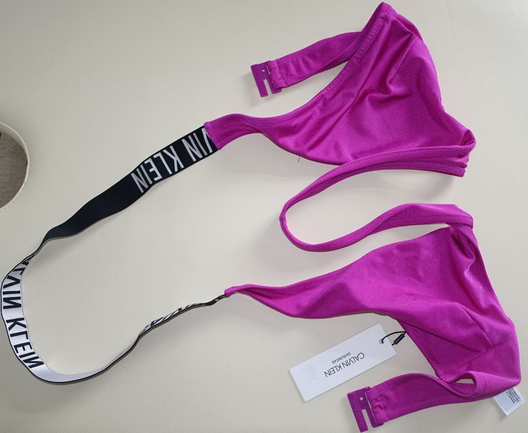 image for Calvin Klein Swimwear crossover bralette/bikini top. New, unused, with tag. Label size L