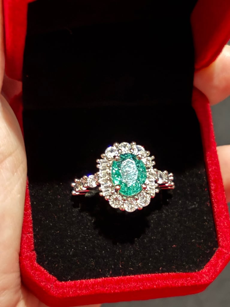 image for Sterling Silver Paraiba Tourmaline Ring Size P/Q