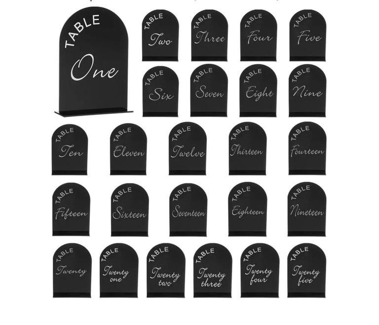 image for 25 pcs black Arch Acrylic signs with stand.