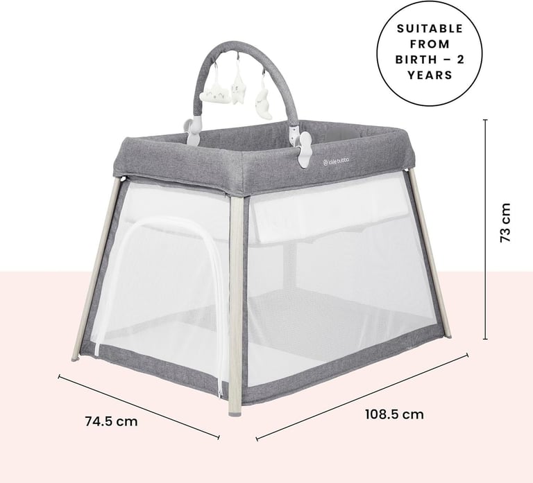 Ickle Bubba Scout 3-in-1 Travel Crib Cot & Playpen, Including Mattress & Toy Bar