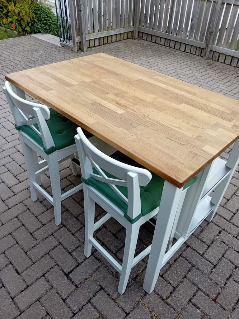 Space Enhancing Ikea Stenstorp Solid Oak Top Kitchen Island 