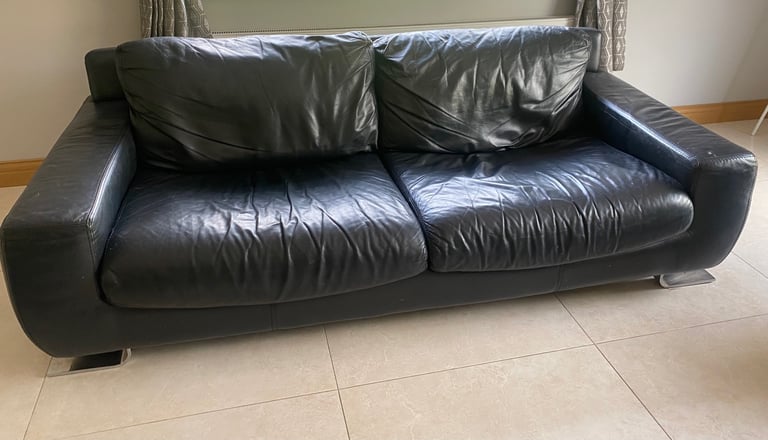 image for 3 & 2 seater. Leather sofa (price drop)