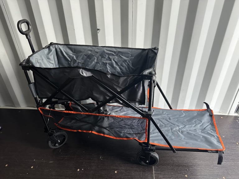 image for Outsunny Double Decker Folding Trolley On Wheels 250kg Capacity Wagon Grey