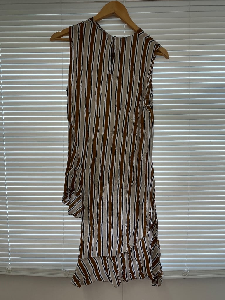 Women's Zara Striped Asymmetrical Sleeveless Tunic Ruffle Top Size Medium