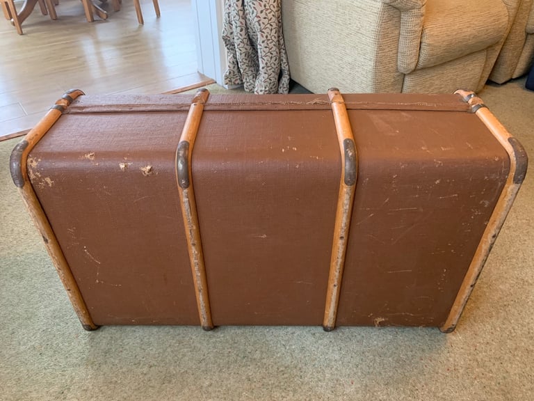 Vintage 1920's Banded Steamer Trunk