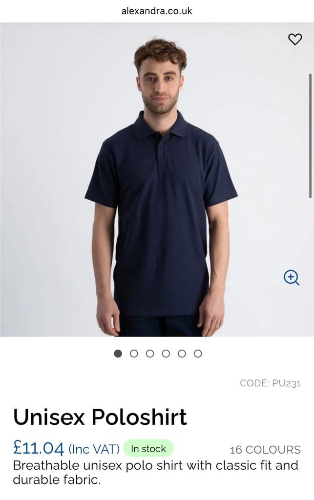 Alexandra Workwear Unisex Polo Shirt, Black, Navy, White, Various Sizes, NEW