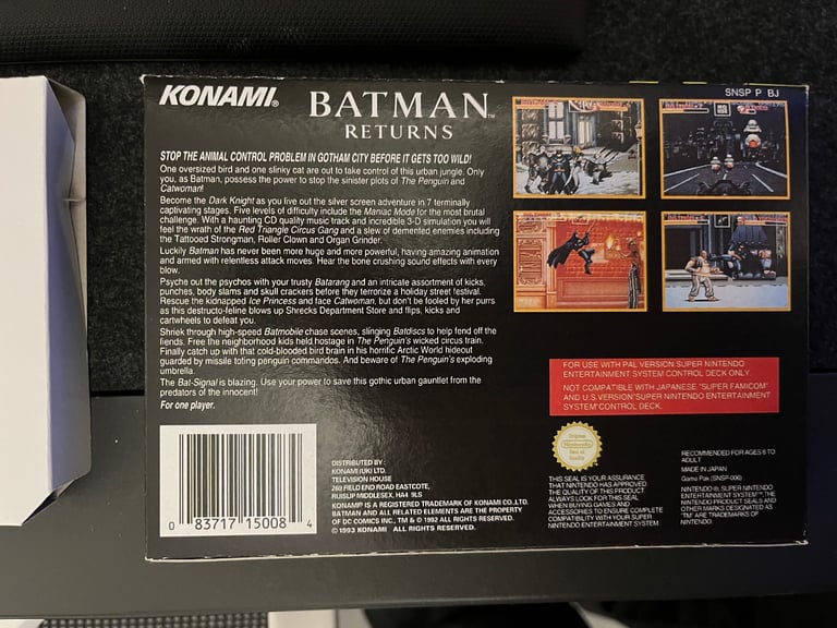 Batman Returns SNES Excellent Condition