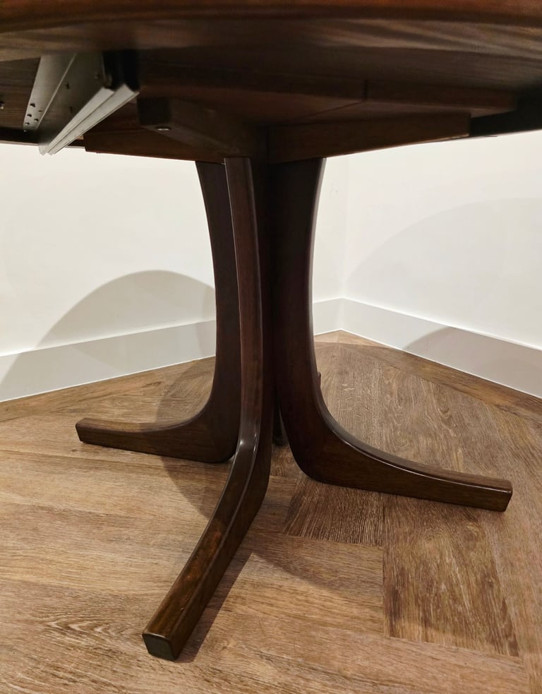 Mid Century Modern Danish Double Extending Rosewood Dining Table, likely Skovby