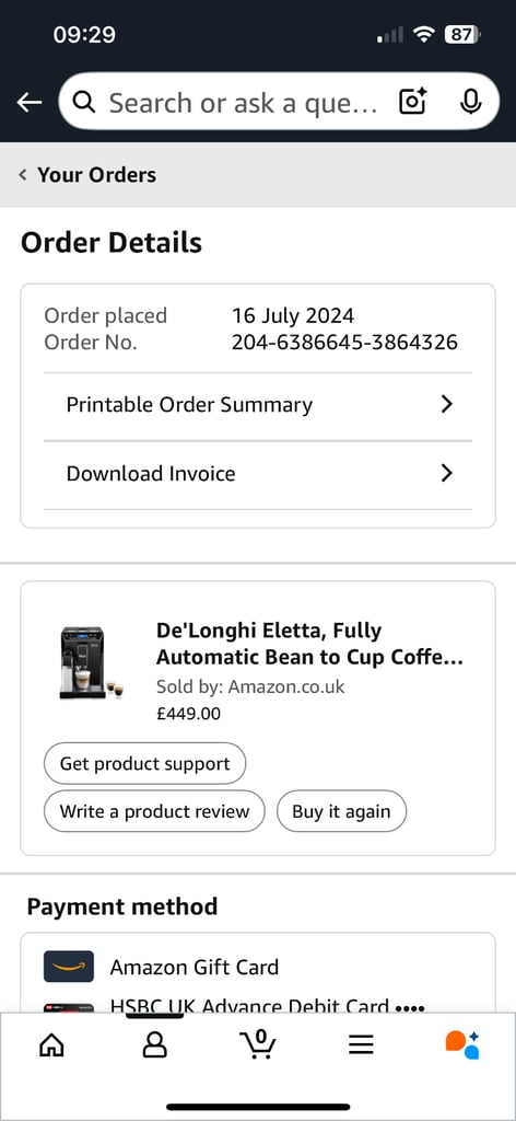 DeLonghi Eletta Coffee machine