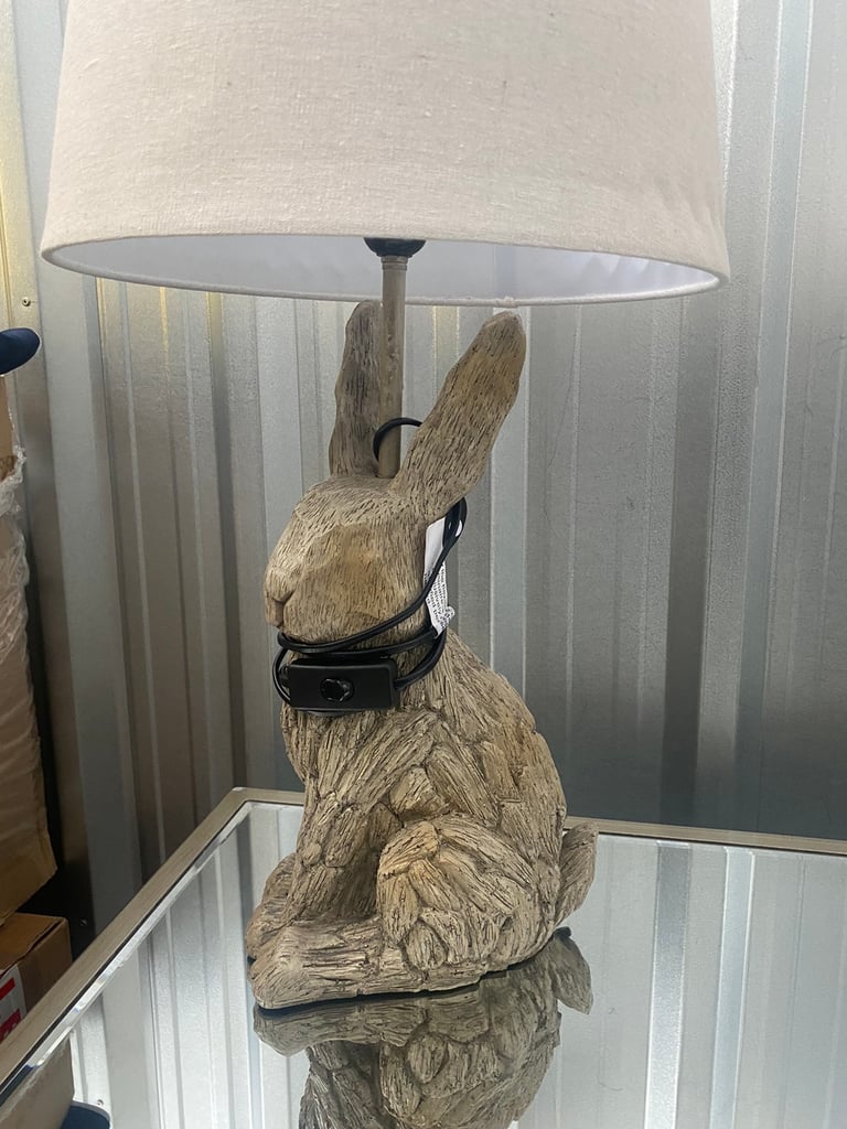 image for The range large driftwood rabbit lamps x 2