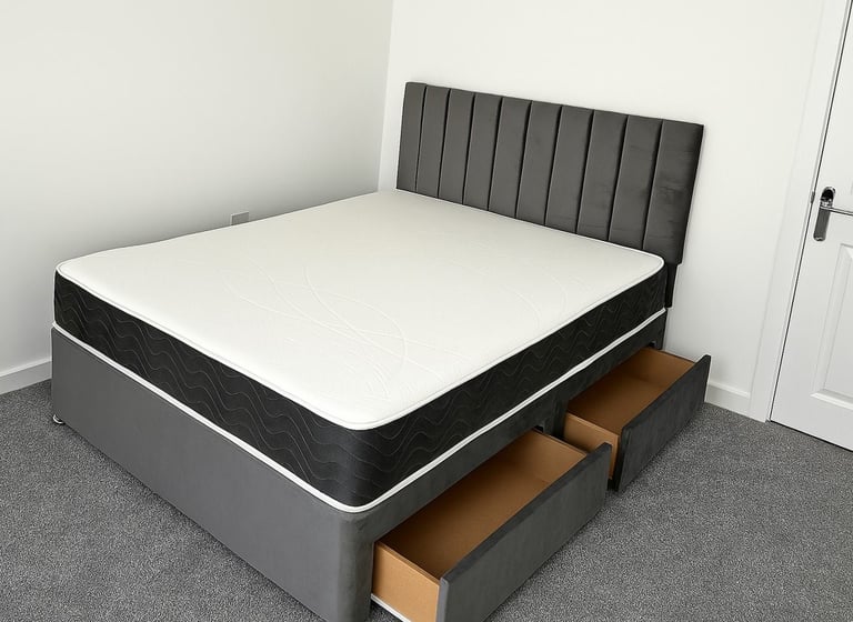 image for Stylish DIVAN 4FT Small Double Bed Base With Mattress & Storage Drawers >> Huge 20% Discount >>>>