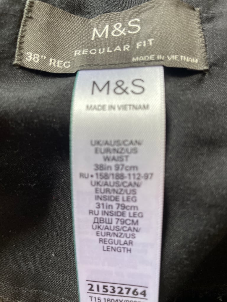 Bargain. Worn once men’s M&S black suit. 46” chest 38” 31” trousers