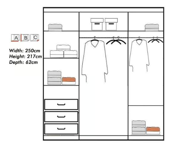 Brand New - Royal Mirror Sliding Door Wardrobe - Oak - SAME/NEXT DAY DELIVERY