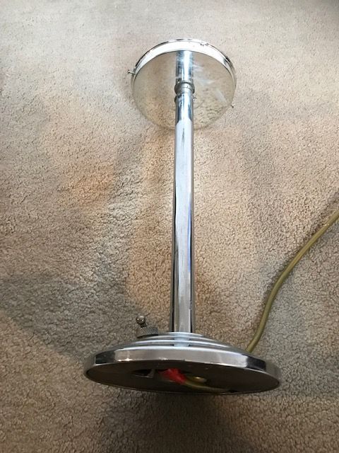 Genuine Art Deco Lamp circa mid to late 1930 with elegant straight stem and heavy chrome base