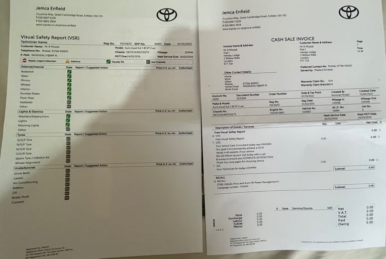 Toyota Auris Hybrid 1.8 EXCEL VVT-I CVT Automatic FIRST OWNER NEW BATTERY