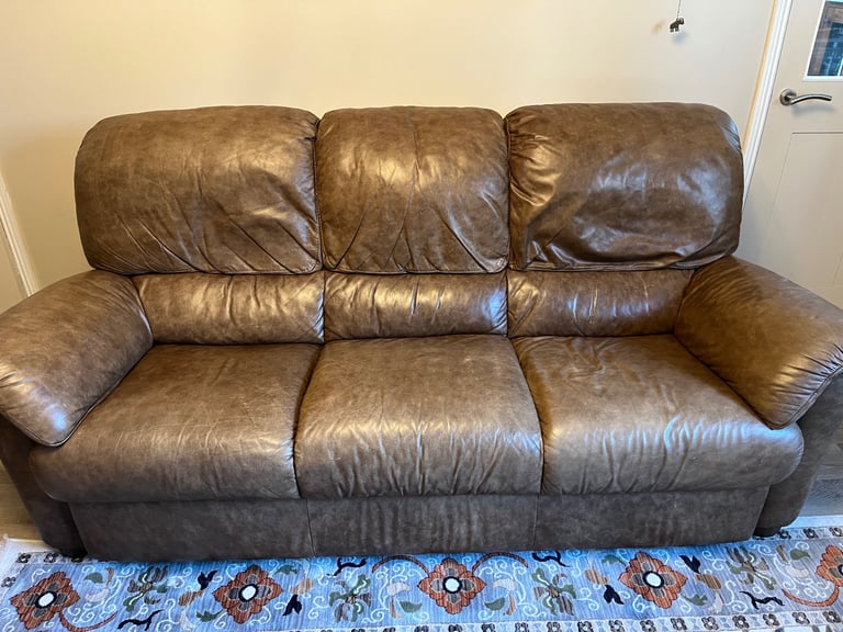 Free 3 seater brown Italian leather sofa 