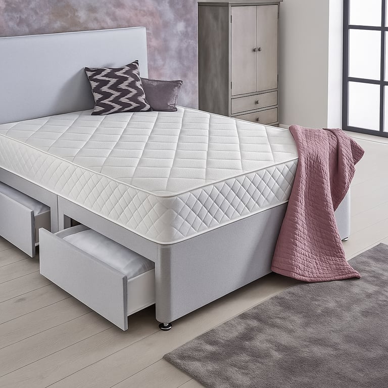 image for Stylish Divan Bed with Soft Headboard and Ample Storage for Organized Bedrooms