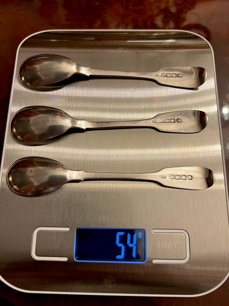 image for Rare antique provincial Irish sterling silver egg spoons Dublin 1841