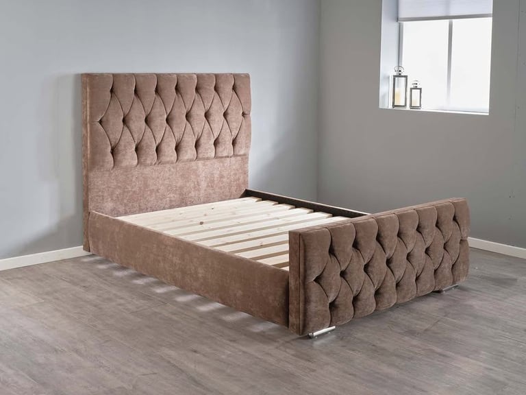 Double plush velvet bed Frame with optional mattress Near Me