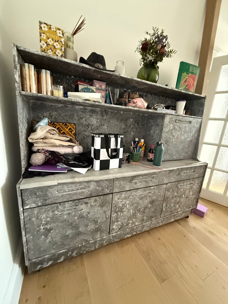Large Grey Storage Unit on Wheels