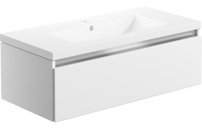 image for New White Carino 1 Drawer Wall Hung Basin Unit 815mm RRP £455 Our Price £290
