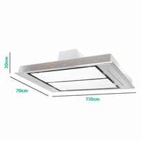 electriQ 110cm Extractor Island Cooker Hood - Stainless Steel / White Glass