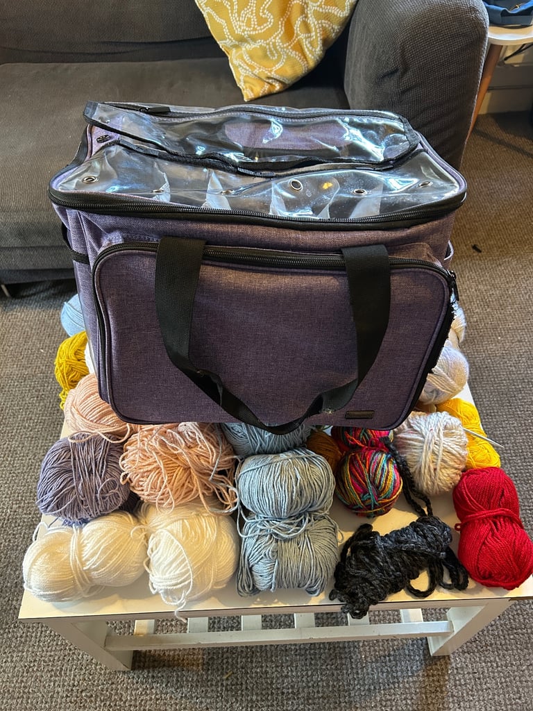 KNITTING MOTHERLOAD: Yarn, Wooden Needles, Loop Needles, Tools, Bag