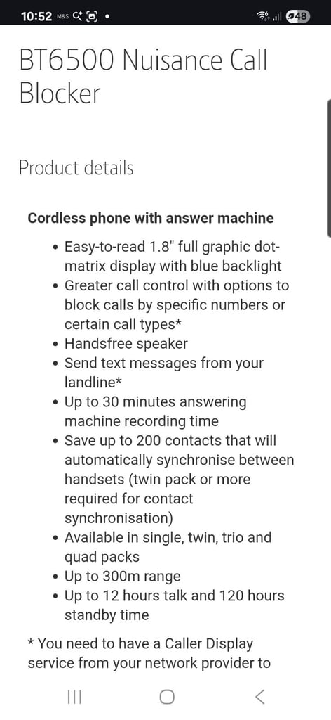 BT 6500 phone / answering machine