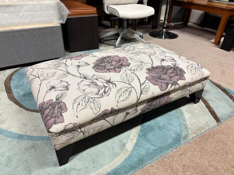Large Beige Fabric Footstool excellent condition 