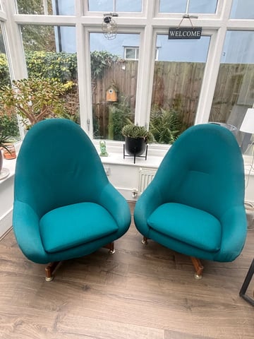 Two Original Greaves Thomas Swivel Egg Chairs Mid-Century Design