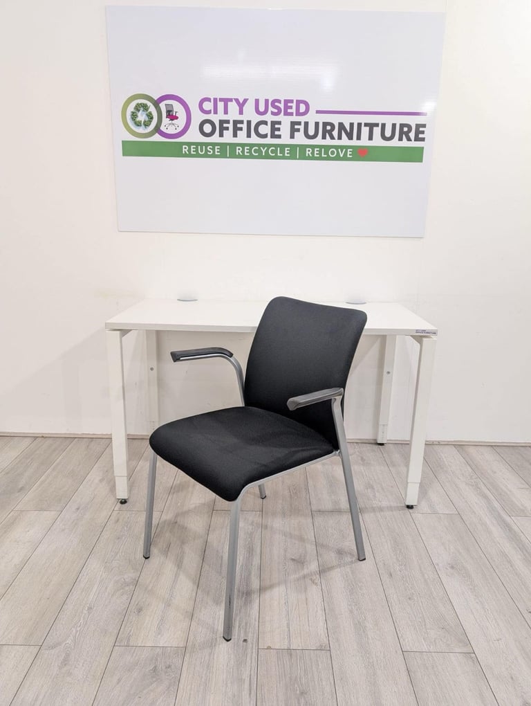 Haworth Height Adjustable Desk, White Top & Frame, W1200mm with Office Chair Delivery Nationwide