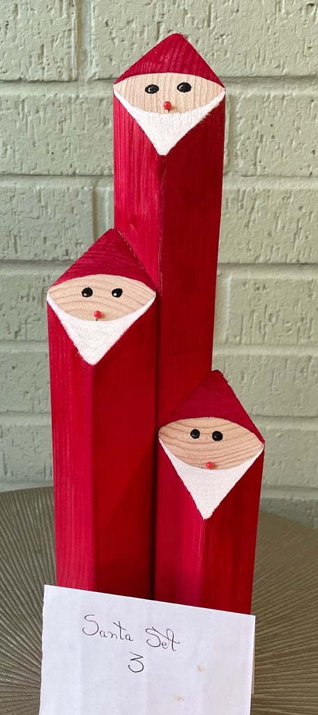   Set of 3 Home Made Christmas Santas Festive Decorations Xmas Present C