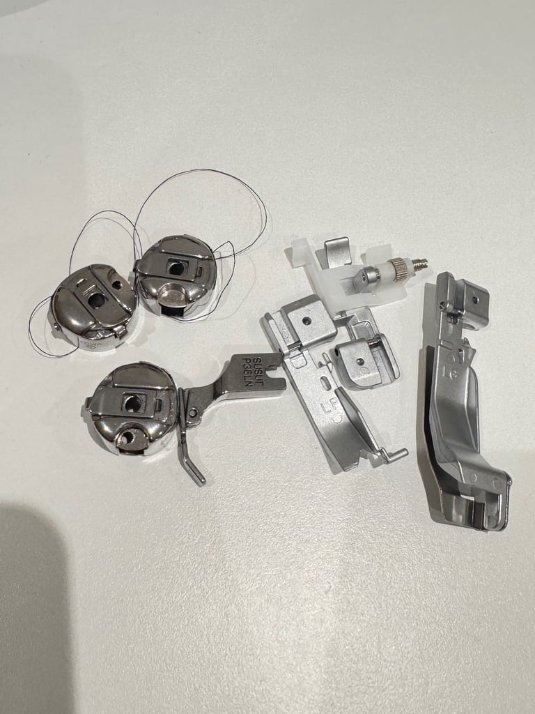 image for Sewing machine metal bobbin cases and foot