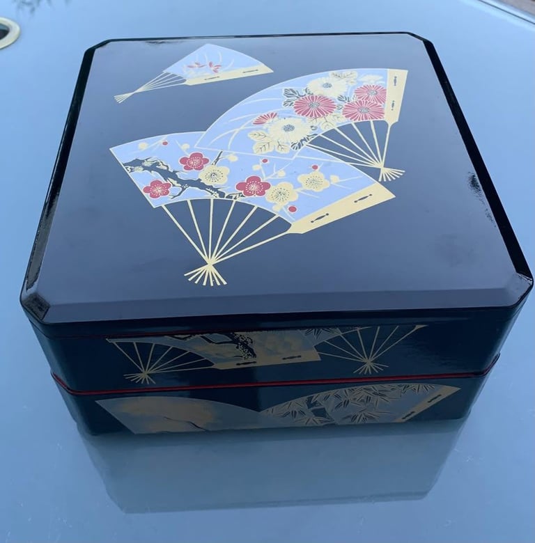 image for JAPANESE VINTAGE JYUBAKO BENTO TIERED LACQUER BOX